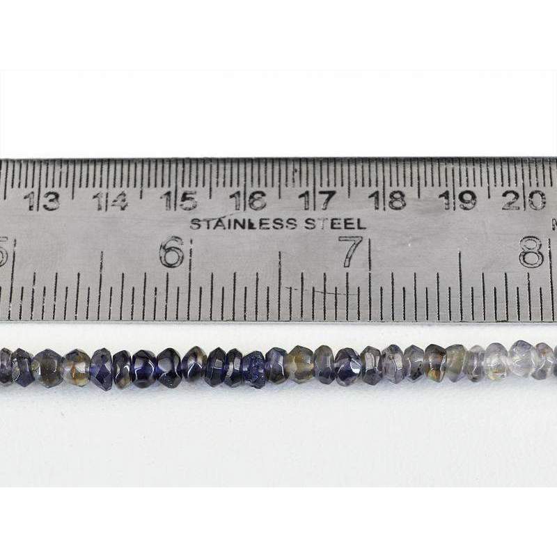 gemsmore:Natural Faceted Multicolor Iolite Drilled Beads Strand Round Shape