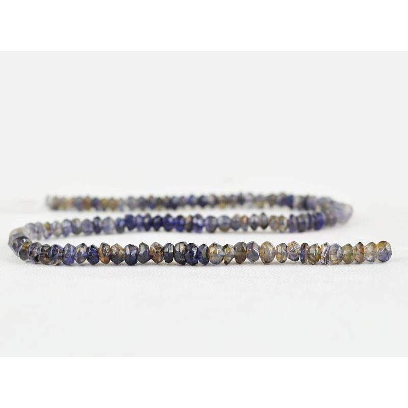 gemsmore:Natural Faceted Multicolor Iolite Drilled Beads Strand Round Shape
