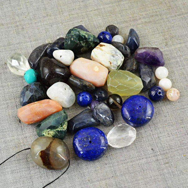 gemsmore:Natural Faceted Multicolor Multi Gemstone Beads Lot - Drilled
