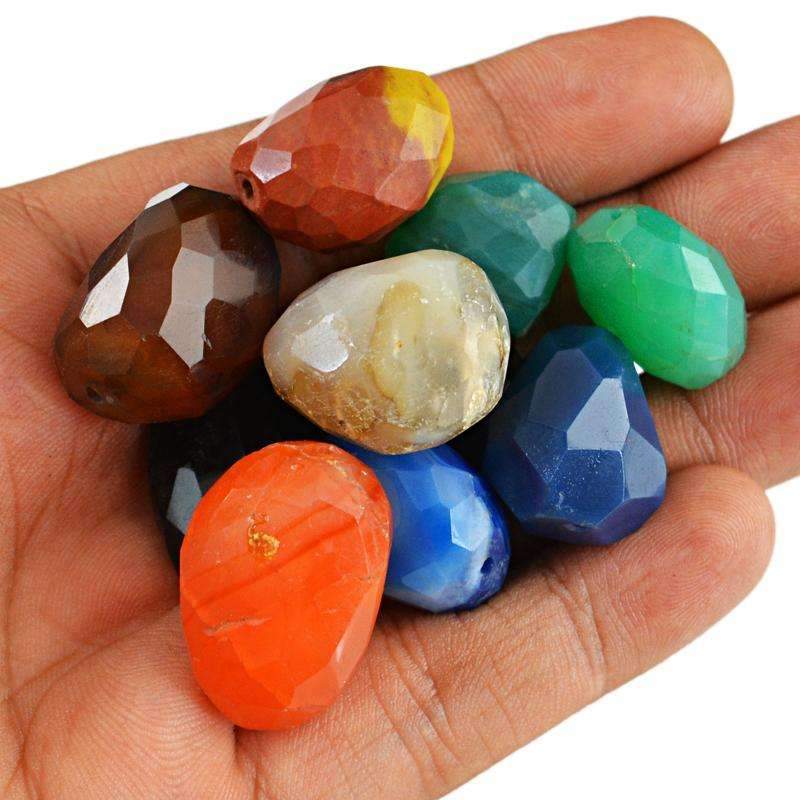 gemsmore:Natural Faceted Multicolor Multi Gemstone Beads Lot - Drilled