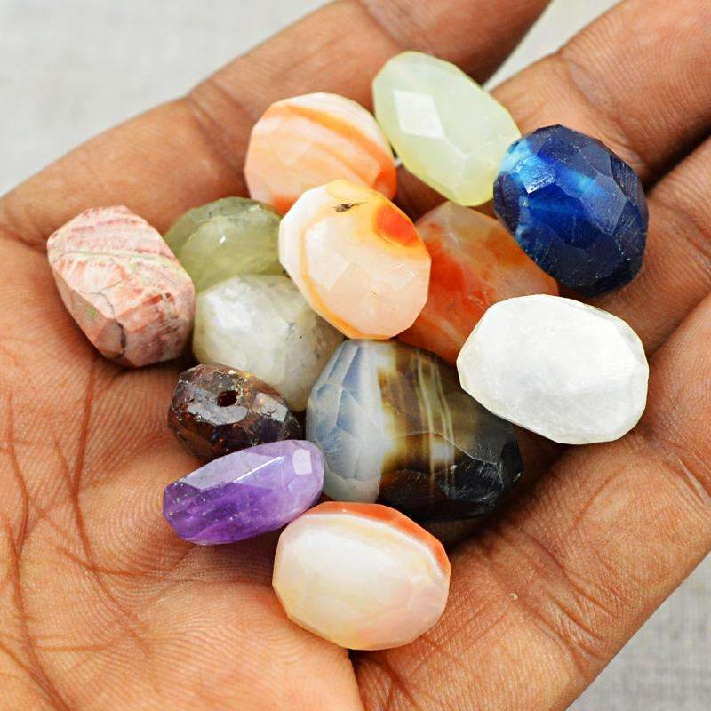 gemsmore:Natural Faceted Multicolor Multi Gemstone Drilled Beads Lot