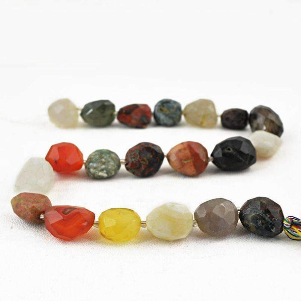 gemsmore:Natural Faceted Multicolor Multi Gemstone Drilled Beads Strand