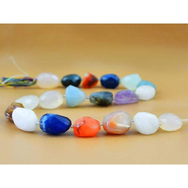 gemsmore:Natural Faceted Multicolor Onyx & Agate Beads Strand