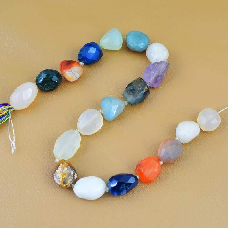 gemsmore:Natural Faceted Multicolor Onyx & Agate Beads Strand