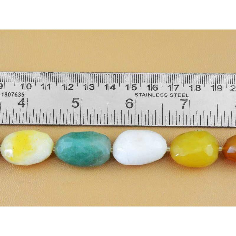 gemsmore:Natural Faceted Multicolor Onyx Drilled Beads Strand