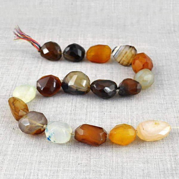 gemsmore:Natural Faceted Multicolor Onyx Drilled Beads Strand