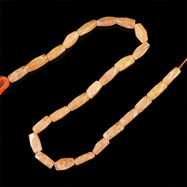 gemsmore:Natural Faceted Orange Aventurine Drilled Beads Strand
