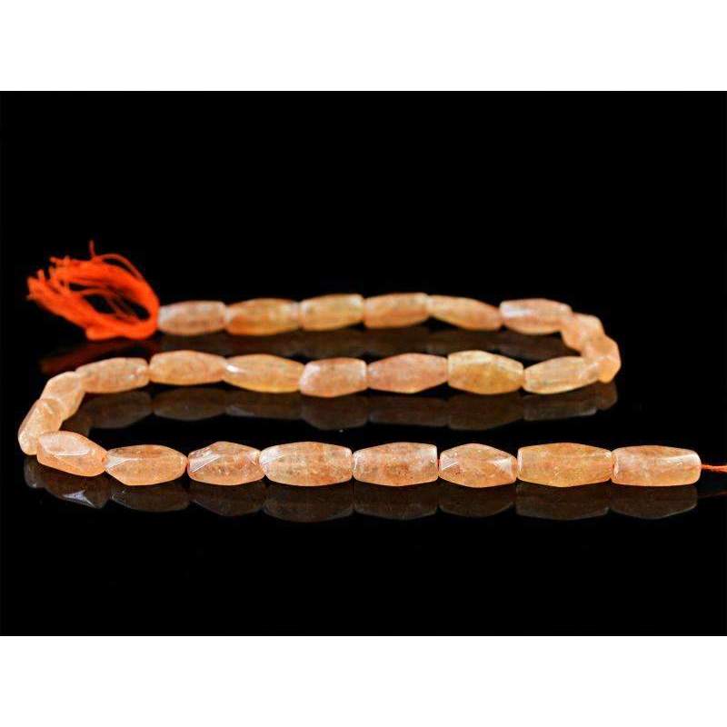 gemsmore:Natural Faceted Orange Aventurine Drilled Beads Strand