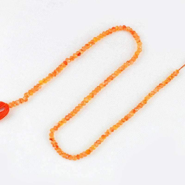 gemsmore:Natural Faceted Orange Carnelian Beads Strand Round Shape Drilled