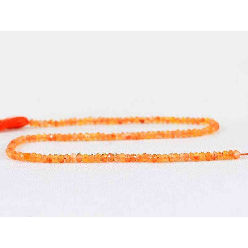 gemsmore:Natural Faceted Orange Carnelian Beads Strand Round Shape Drilled