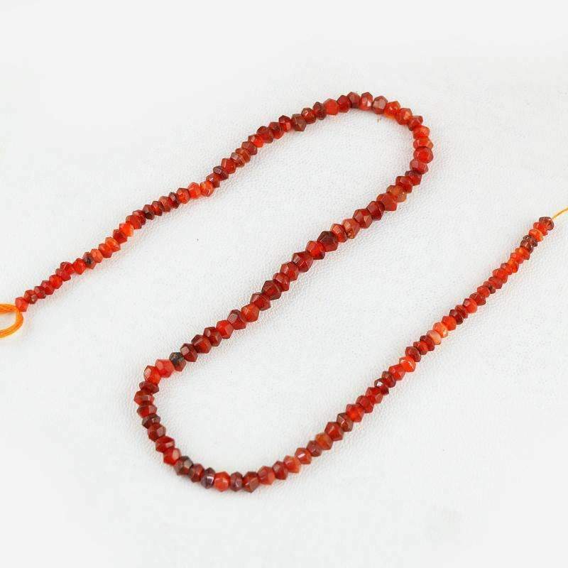 gemsmore:Natural Faceted Orange Carnelian Beads Strand Round Shape Drilled