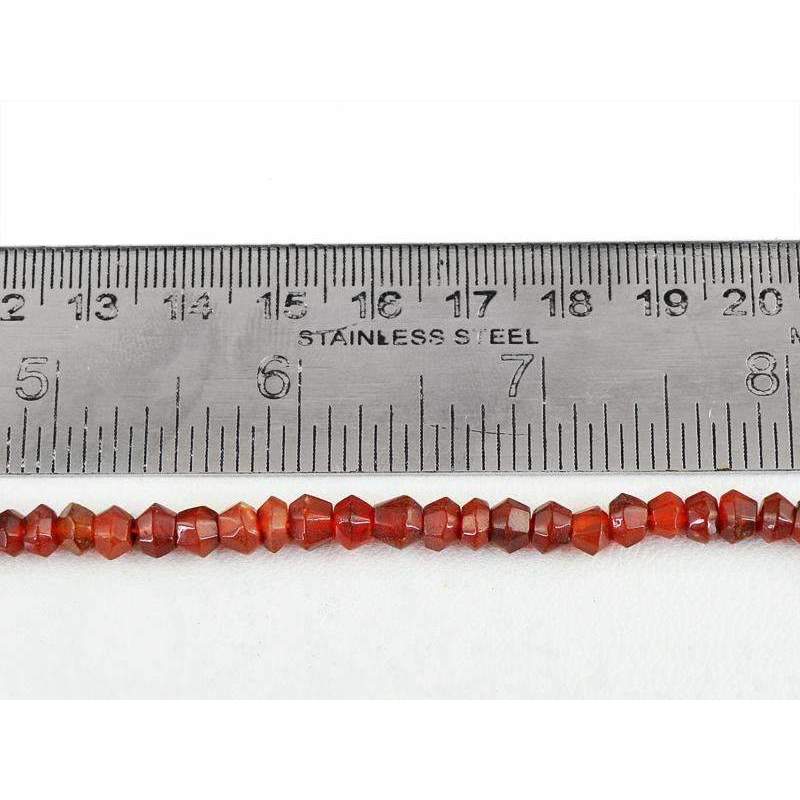 gemsmore:Natural Faceted Orange Carnelian Beads Strand Round Shape Drilled