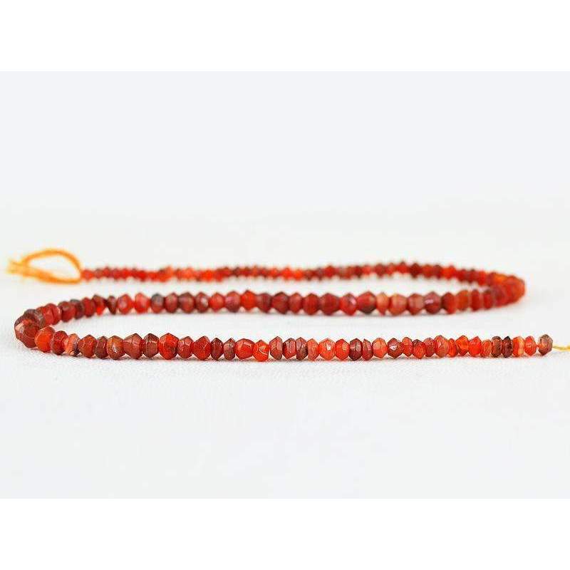 gemsmore:Natural Faceted Orange Carnelian Beads Strand Round Shape Drilled