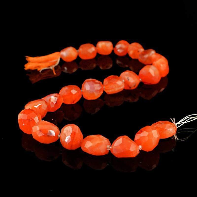 gemsmore:Natural Faceted Orange Carnelian Beads Strand