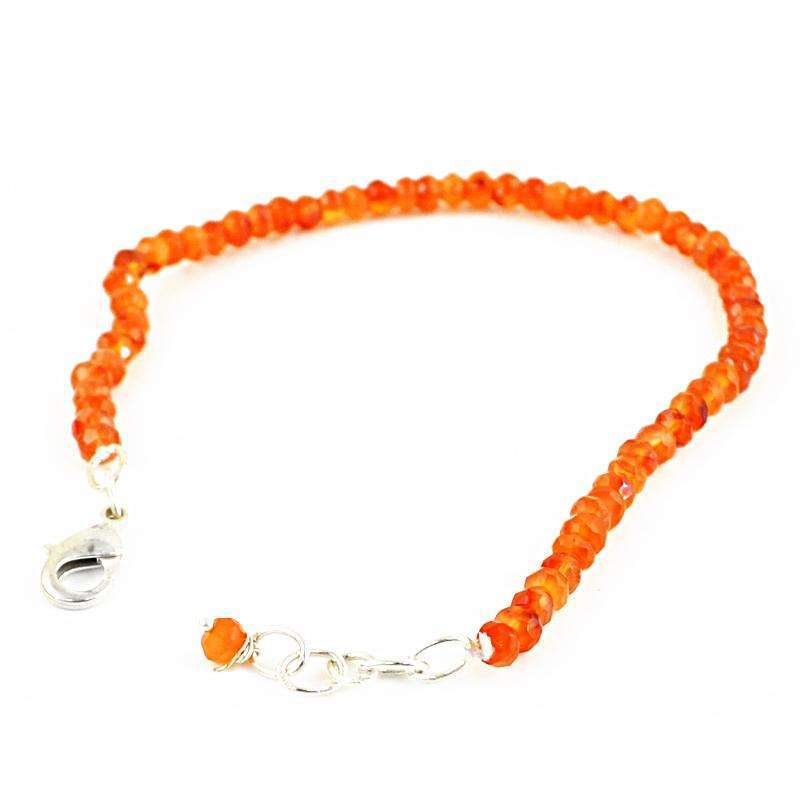 gemsmore:Natural Faceted Orange Carnelian Bracelet Round Shape Beads