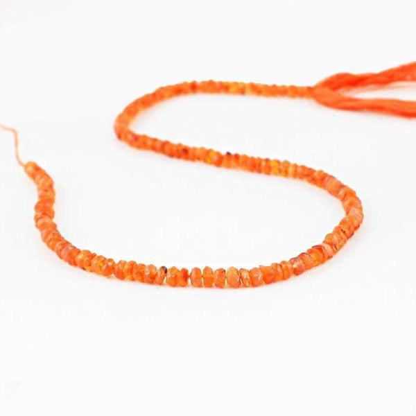 gemsmore:Natural Faceted Orange Carnelian Drilled Beads Strand - Round Shape