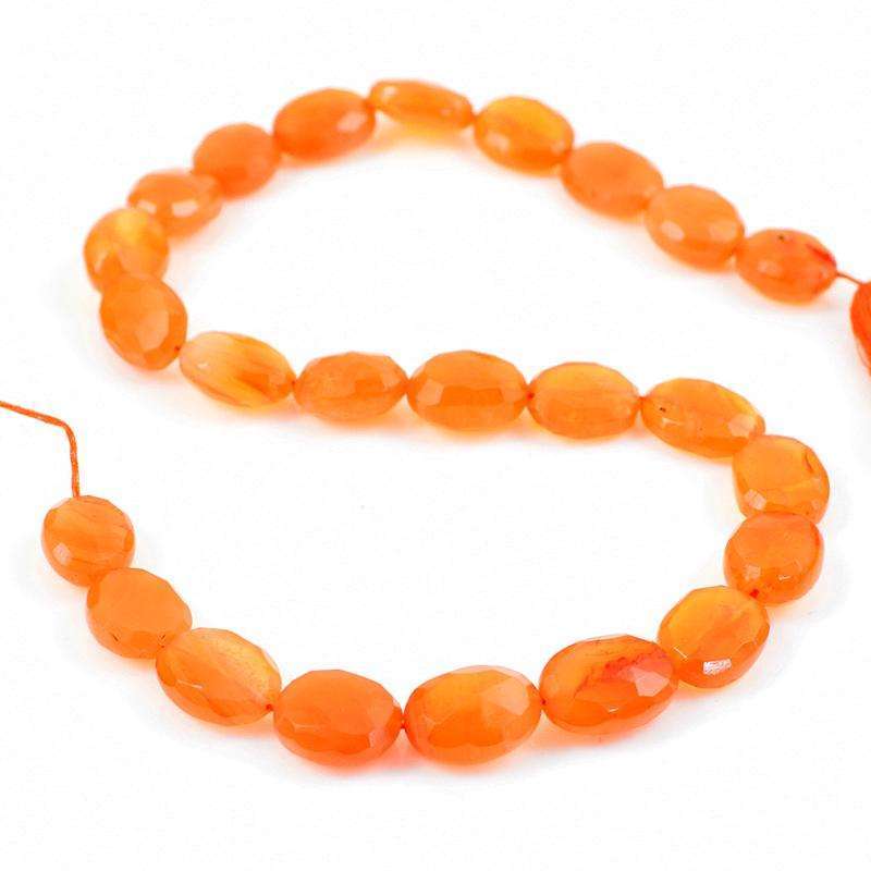 gemsmore:Natural Faceted Orange Carnelian Drilled Beads Strand