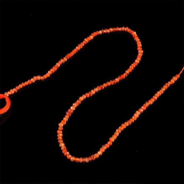 gemsmore:Natural Faceted Orange Carnelian Drilled Beads Strand Round Shape