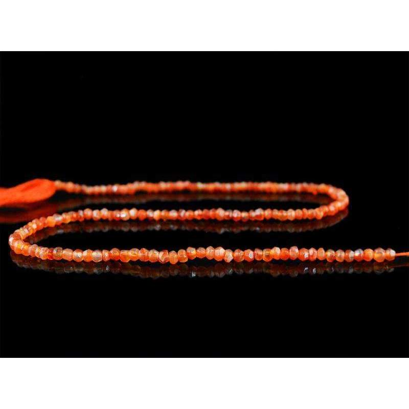 gemsmore:Natural Faceted Orange Carnelian Drilled Beads Strand Round Shape