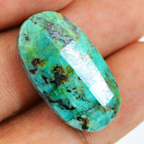 gemsmore:Natural Faceted Oval Shape Turquoise Untreated Loose Gemstone