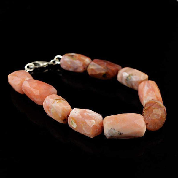 gemsmore:Natural Faceted Pink Australian Opal Beads Bracelet