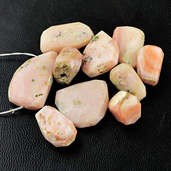 gemsmore:Natural Faceted Pink Australian Opal Beads Lot - Drilled