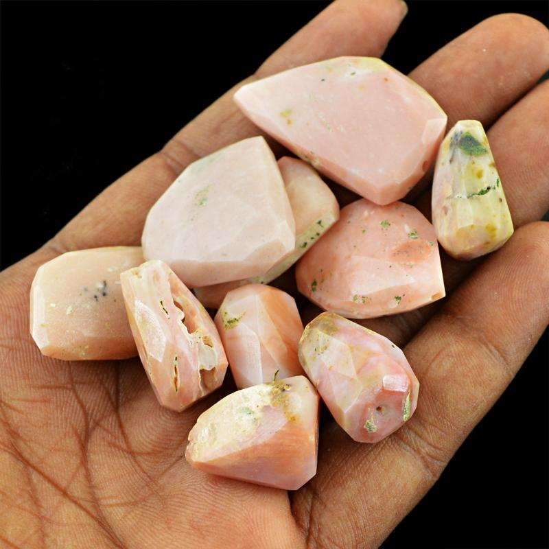 gemsmore:Natural Faceted Pink Australian Opal Beads Lot - Drilled