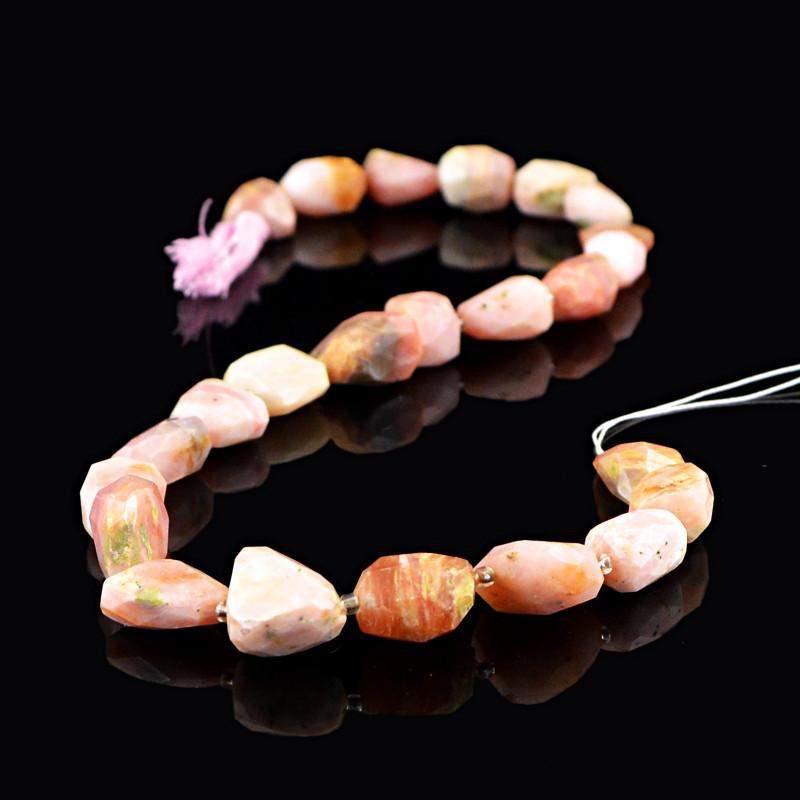 gemsmore:Natural Faceted Pink Australian Opal Beads Strand