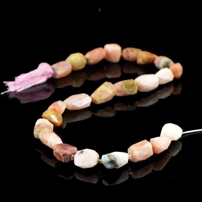 gemsmore:Natural Faceted Pink Australian Opal Beads Strand