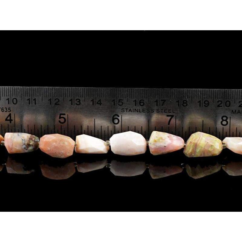 gemsmore:Natural Faceted Pink Australian Opal Beads Strand