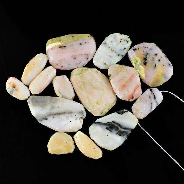 gemsmore:Natural Faceted Pink Australian Opal Drilled Beads Lot