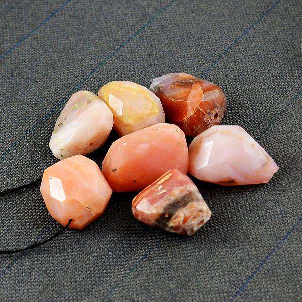 gemsmore:Natural Faceted Pink Australian Opal Drilled Beads Lot