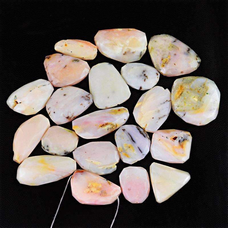 gemsmore:Natural Faceted Pink Australian Opal Drilled Beads Lot