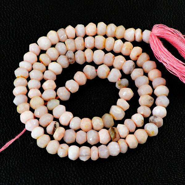 gemsmore:Natural Faceted Pink Australian Opal Round Shape Drilled Beads Strand