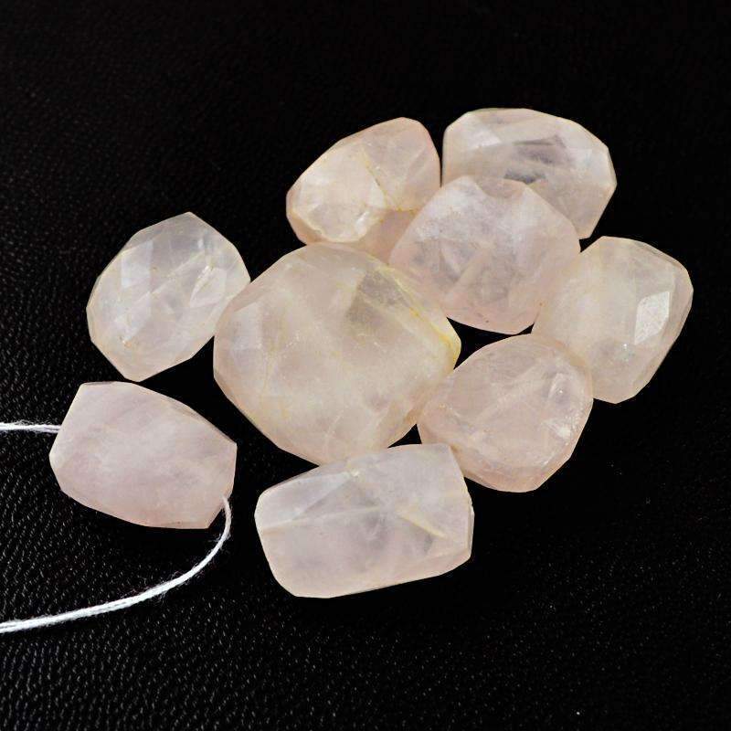 gemsmore:Natural Faceted Pink Rose Quartz Drilled Beads Lot