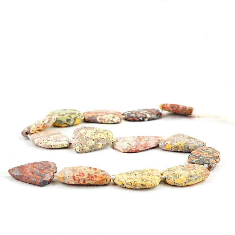 gemsmore:Natural Faceted Poppy Jasper Beads Strand - Drilled