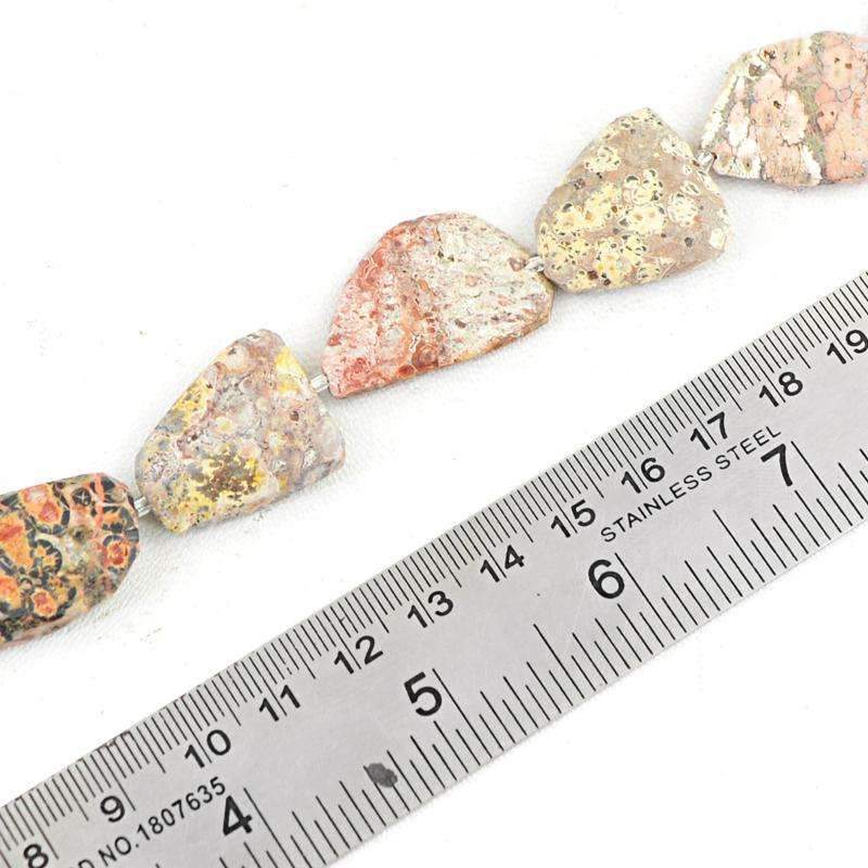 gemsmore:Natural Faceted Poppy Jasper Beads Strand - Drilled