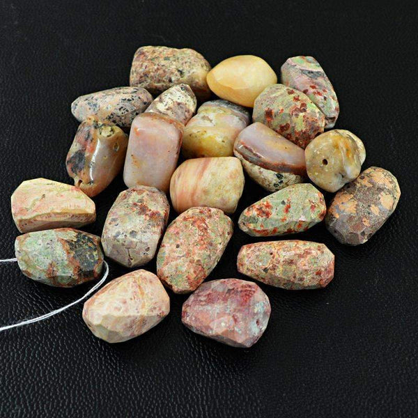 gemsmore:Natural Faceted Poppy Jasper Drilled Beads Lot
