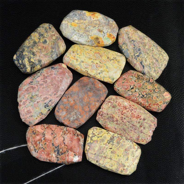 gemsmore:Natural Faceted Poppy Jasper Drilled Beads Lot