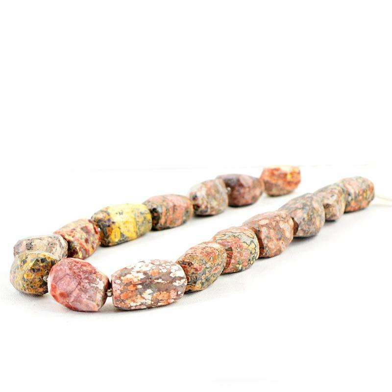 gemsmore:Natural Faceted Poppy Jasper Drilled Beads Strand