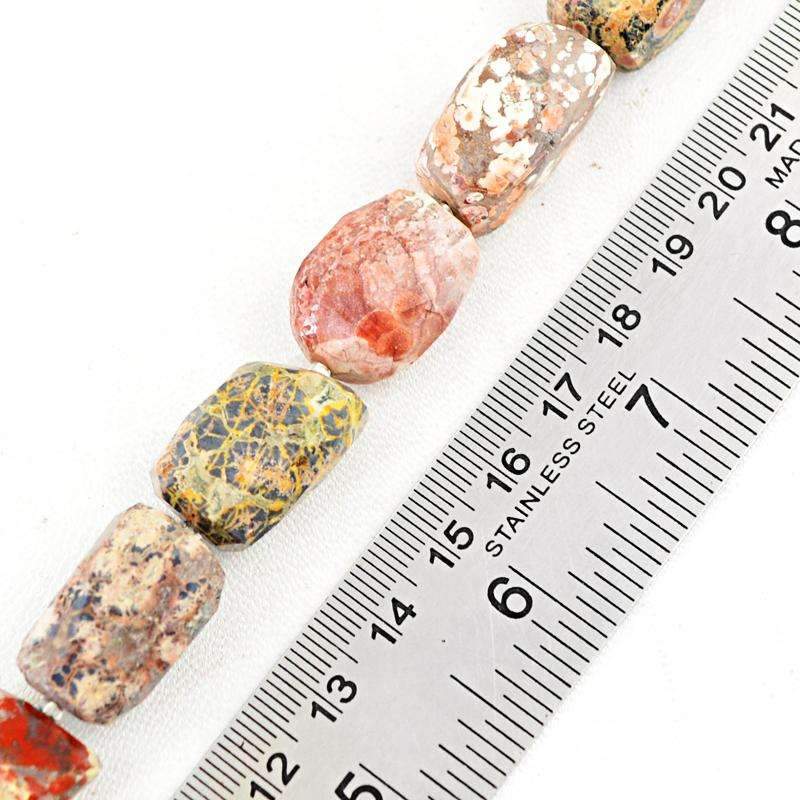 gemsmore:Natural Faceted Poppy Jasper Drilled Beads Strand