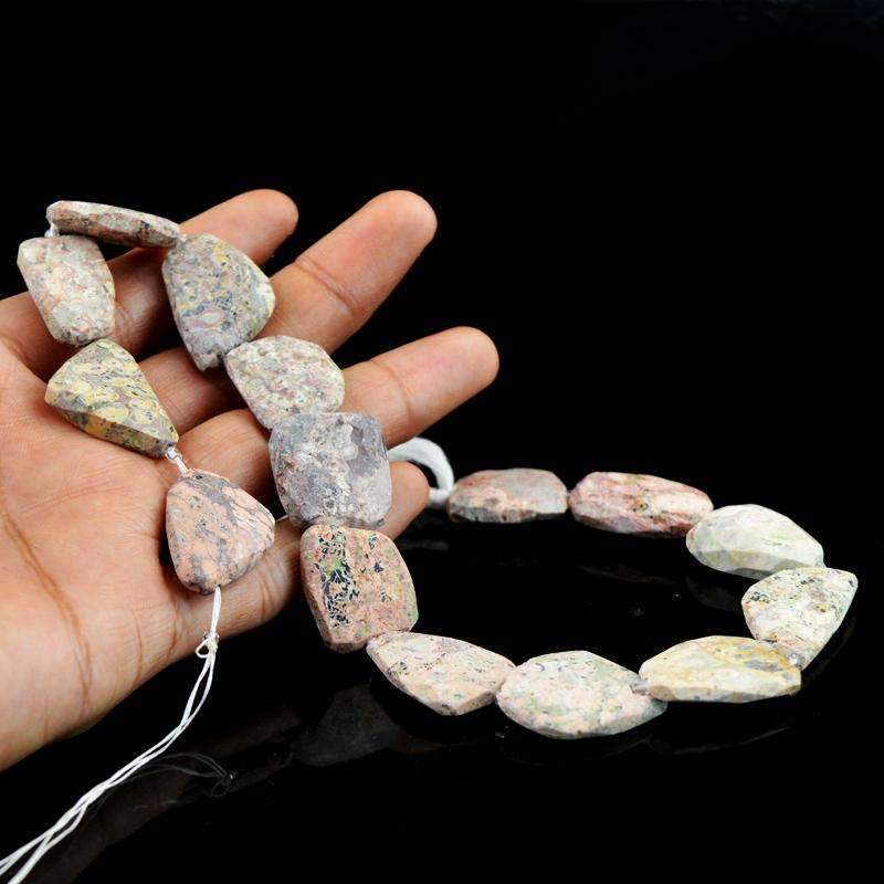 gemsmore:Natural Faceted Poppy Jasper Drilled Beads Strand