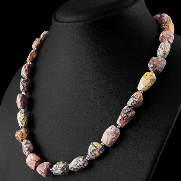 gemsmore:Natural Faceted Poppy Jasper Untreated Beads Necklace