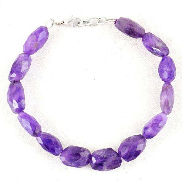 gemsmore:Natural Faceted Purple Amethyst Beads Bracelet