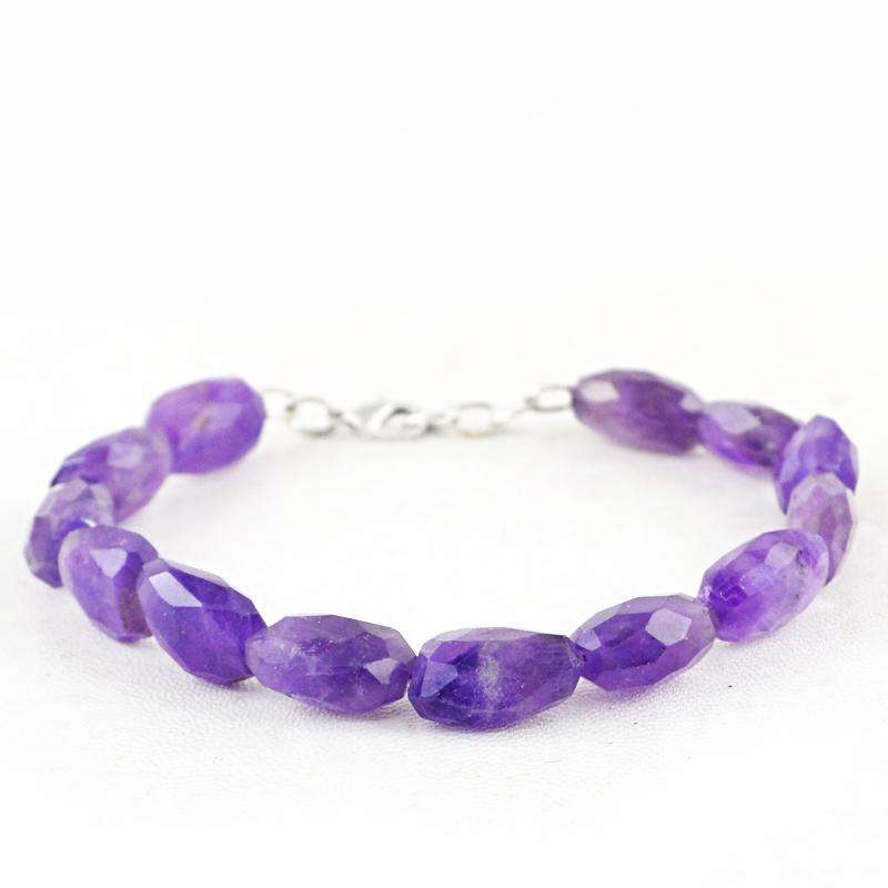 gemsmore:Natural Faceted Purple Amethyst Beads Bracelet