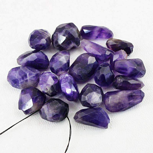 gemsmore:Natural Faceted Purple Amethyst Beads Lot - Drilled