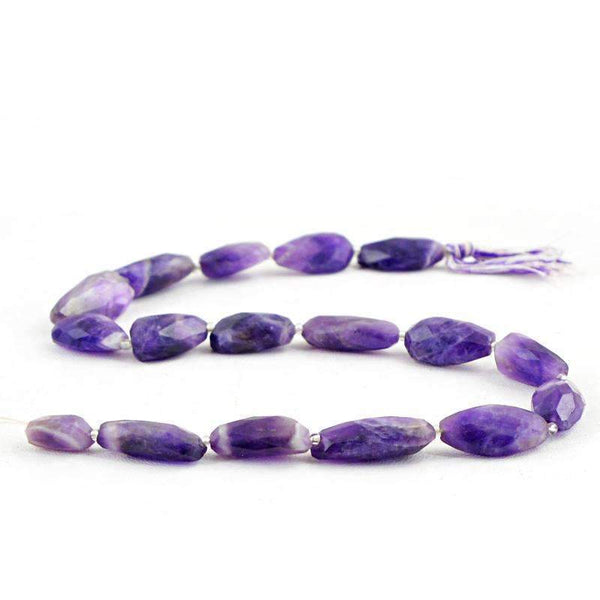 gemsmore:Natural Faceted Purple Amethyst Beads Strand - Drilled