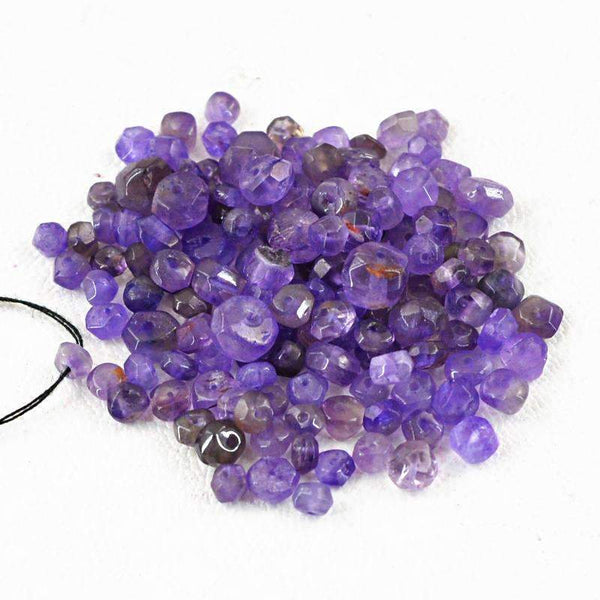 gemsmore:Natural Faceted Purple Amethyst Drilled Beads Lot - Round Shape
