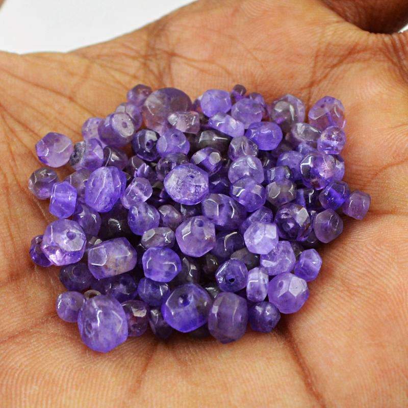 gemsmore:Natural Faceted Purple Amethyst Drilled Beads Lot - Round Shape