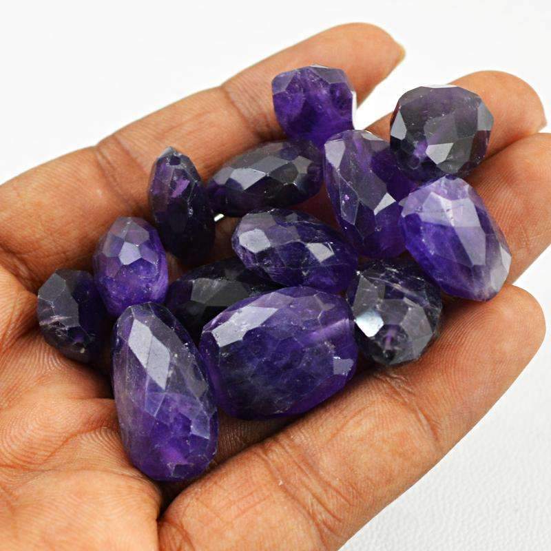 gemsmore:Natural Faceted Purple Amethyst Drilled Beads Lot